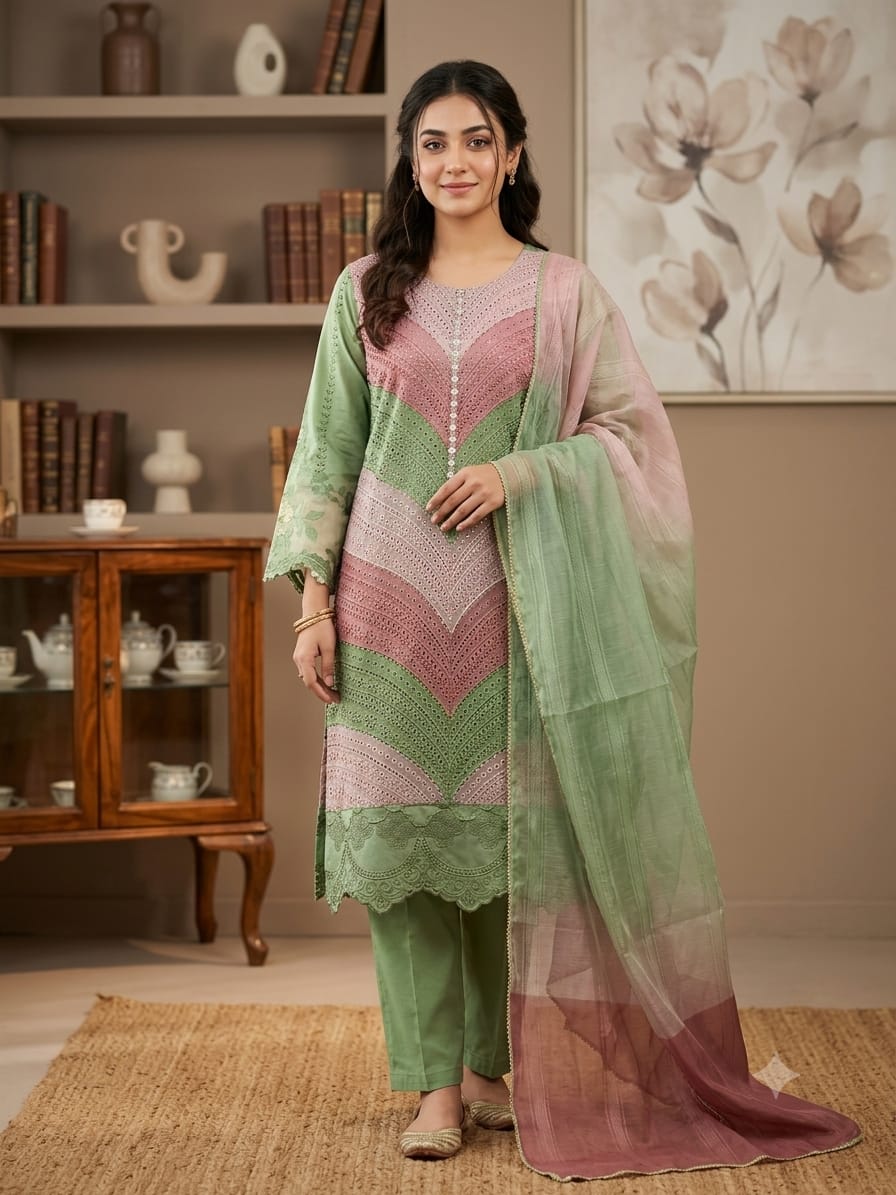 summer lown 3pc Embroidered summer Suit ra90