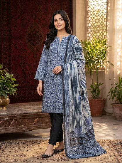 Bin Saeed Stitched 3 Piece Exclusive Printed Lawn Vol-18 Suit-LSM-3436-MAROON