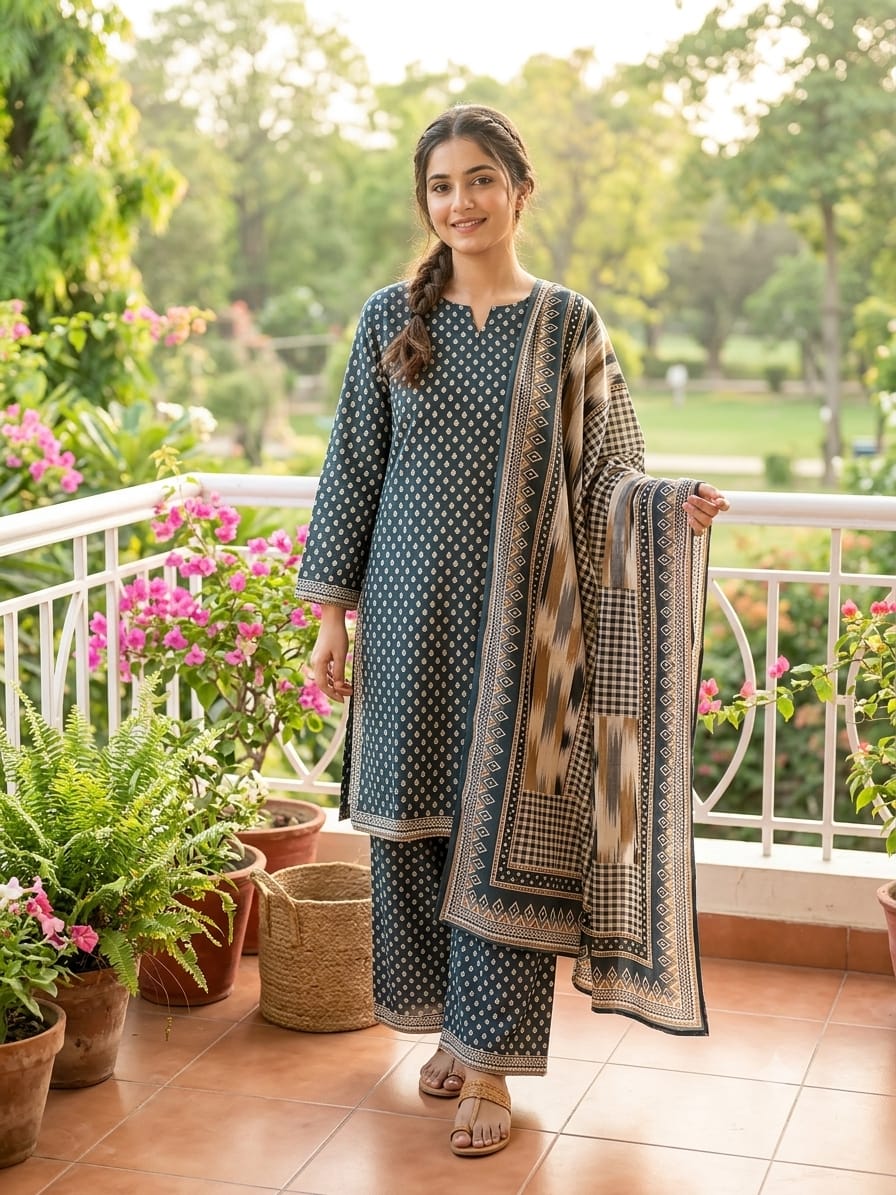 Bin Saeed Stitched 3 Piece Exclusive Printed Lawn Vol-18 Suit-LSM-3436-MAROON