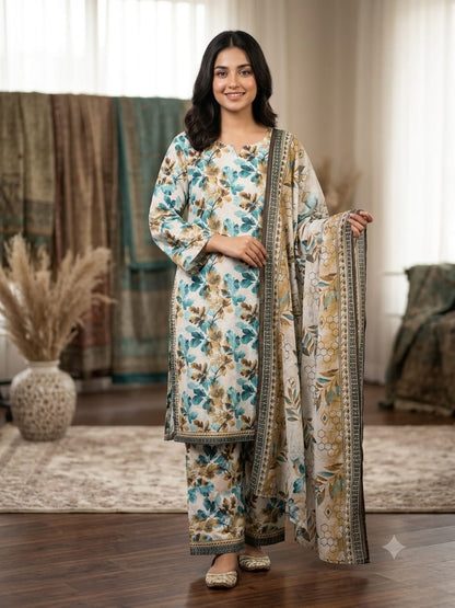 Bin Saeed Stitched 3 Piece Exclusive Printed Lawn Vol-18 Suit-LSM-3436-MAROON