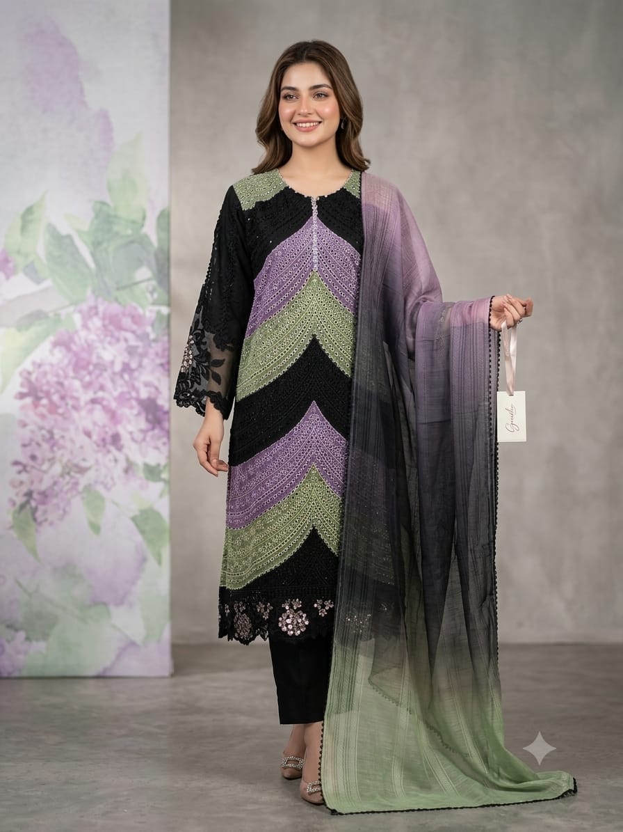 summer lown 3pc Embroidered summer Suit ra90